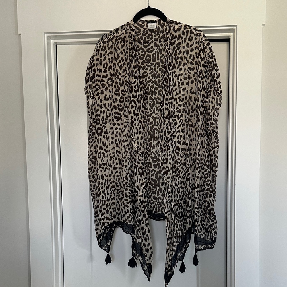 Leopard Print Coverup with Tassels